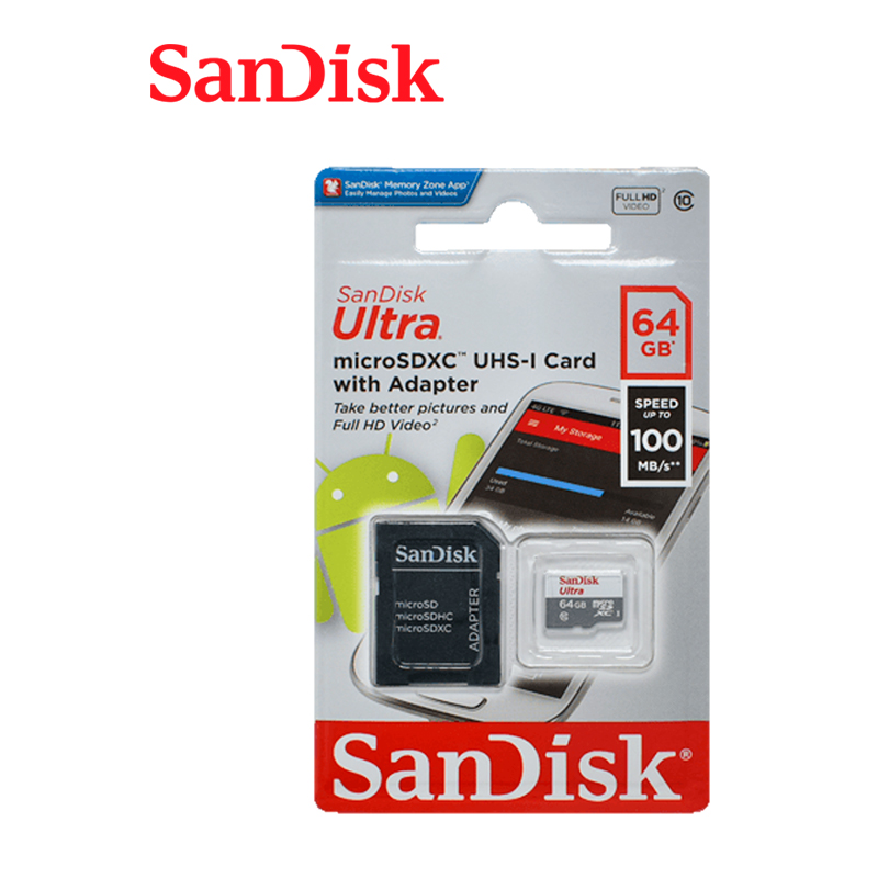 MEMORIA SANDISK 64GB UHS-I CLASS10, INCLUYE ADAPTADOR de SD